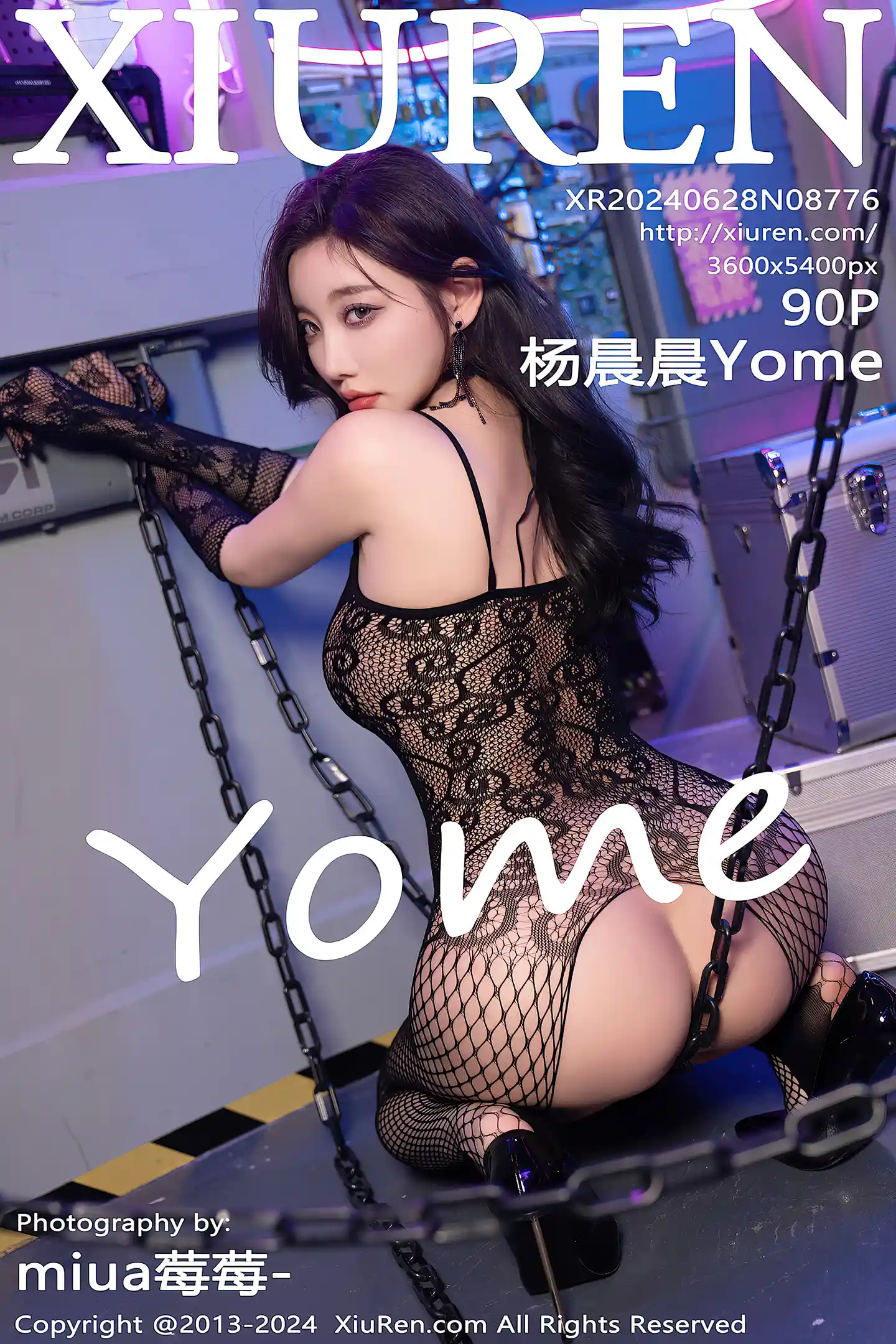 [XiuRen秀人网]No.8776_女神杨晨晨Yome黑色渔网连体衣+黑色情趣蕾丝内衣惹火诱惑写真90P-秀人网 - XiuRen.Space